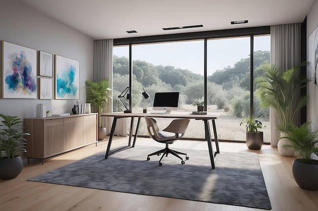 AIGenerated Architecture Futuristic Home Office Vector Scene
