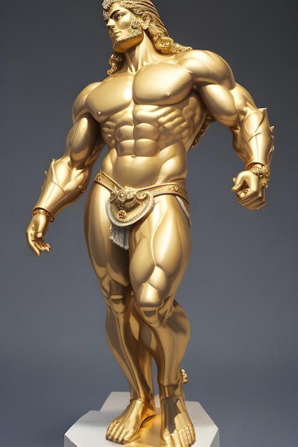 AIGenerated art of a beautiful muscular Golden God Statue or sculp for wallpaper and designs