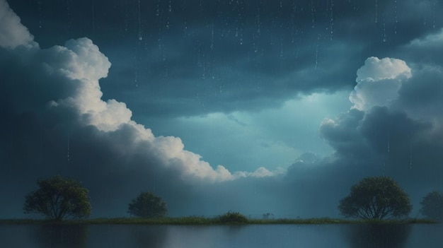 AIGenerated Calming Sky with Raindrops