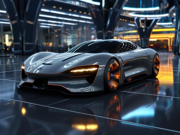 AIGenerated Futuristic Car Masterpiece in Meticulously Detailed Light