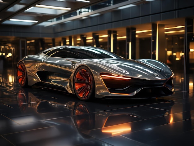 AIGenerated Futuristic Car Masterpiece in Meticulously Detailed Light