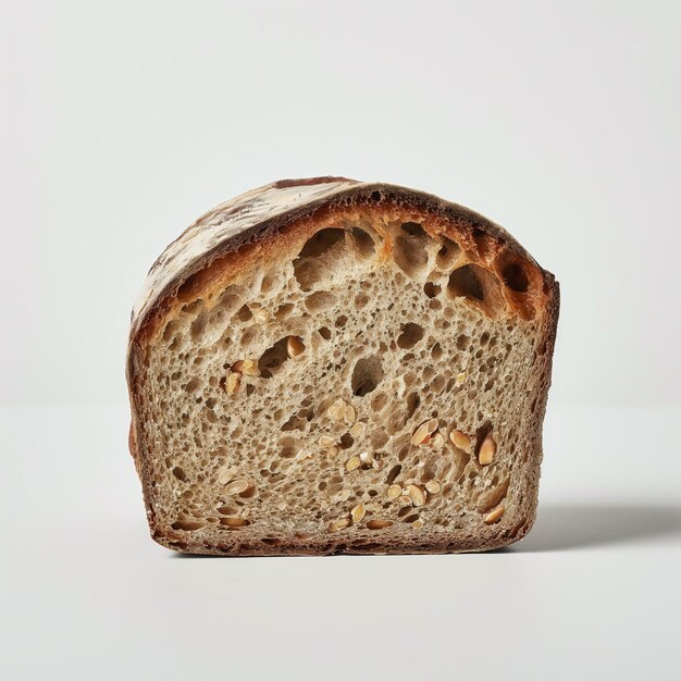 写真 白い背景のパンをスライスしたイラスト