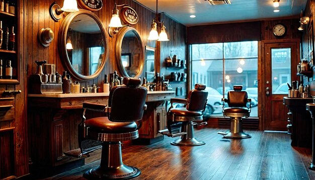 AIGenerated Modern Barber Shop Cozy and Stylish Atmosphere