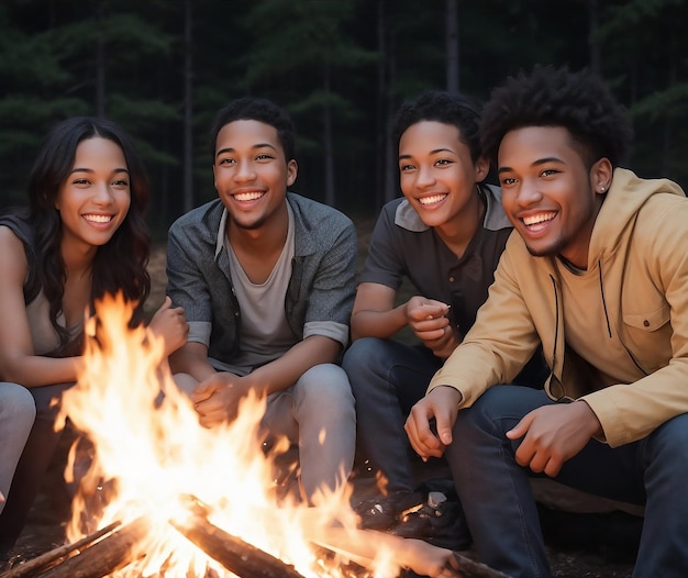 AIgenerated photo of a group of friends in front of a campfire