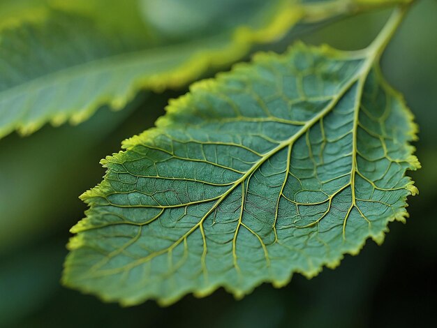 AIgenerated photograph of the detail of a green leaf