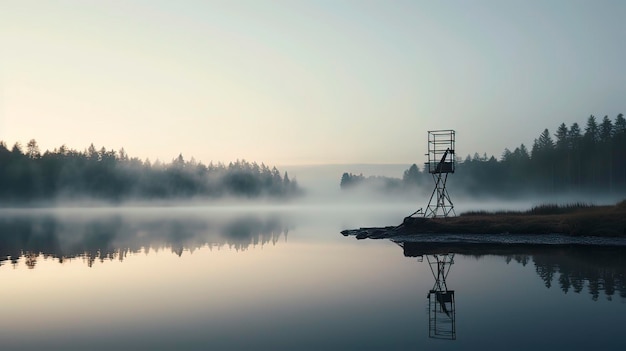 AIGenerated Tranquil Lakeside Scene met Serene Reflection