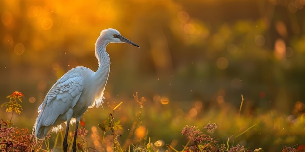 Photo aigrette garzette in the sunset