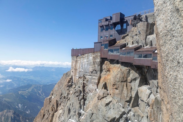 Aiguille du Midi part of refuge Chamonix MontBlanc in the French Alps France