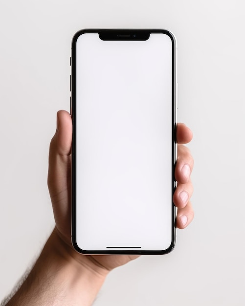 AIimageMockup_empty_blank_smartphone_screen_handcreate met behulp van generatieve AI-tools