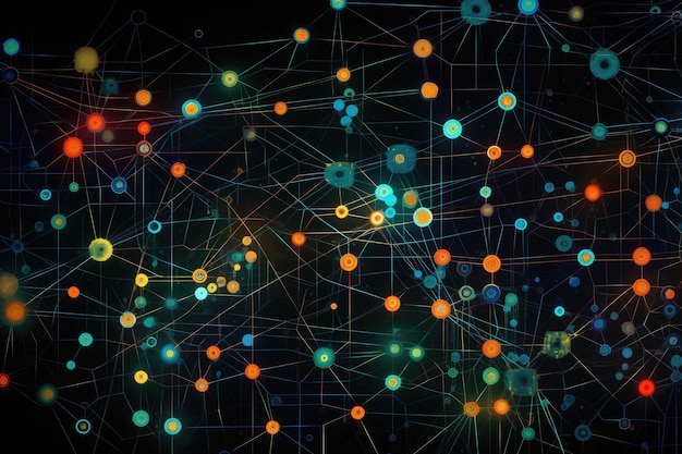 AIにインスパイアされたニューラルネットワークのパターン 抽象的なニューラルネットワークにインスピレーションを受けたアートワーク AIが生成した