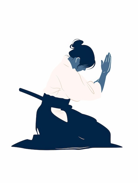 Photo aikido practitioner on minimal background aesthetic illustration generative ai