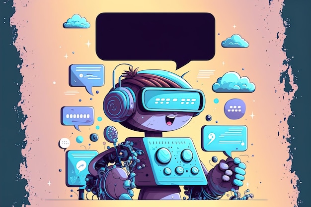 AIpowered conversational service chatbot Billboard Cartoon