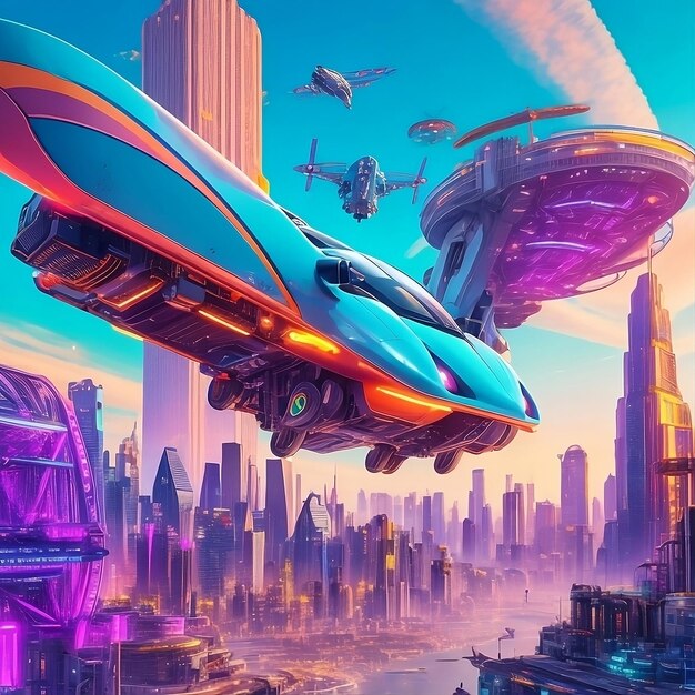 An AIpowered metropolis with flying cars and smart infrastructure