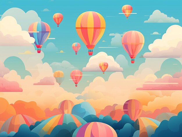 Air balloon background in flat style