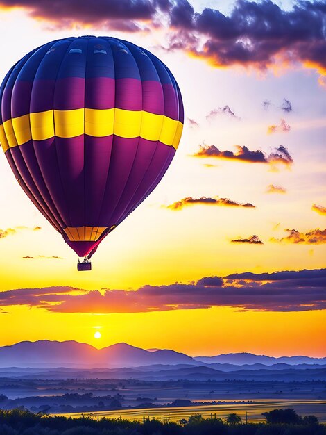 Photo air balloon desktop background generative ai