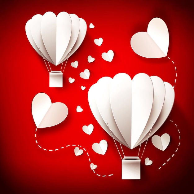 Air balloons on the festive romantic Valentines Day background 3d Illustration