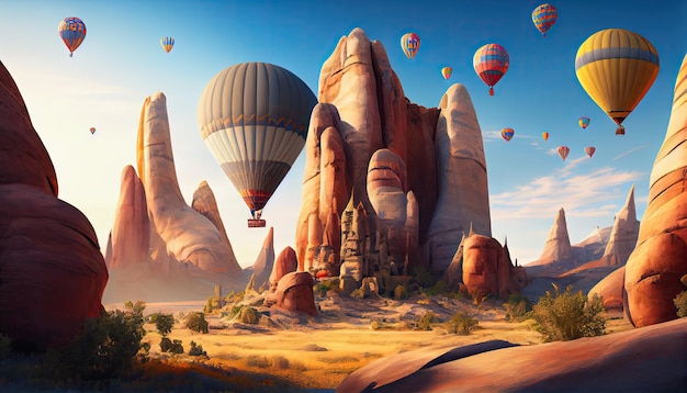Air balloons turkey cappadocia vacation World Tourism Day 27th September AI Generated