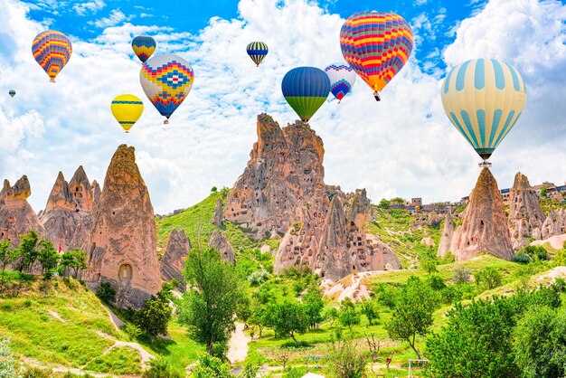 Air balloons in Unique natural place in Cappadocia Valley of Love Turkiye