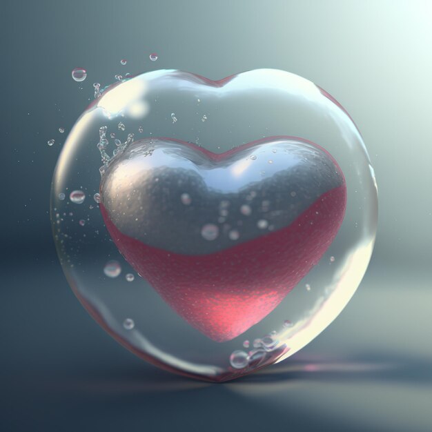 Photo air bubble heart ai render