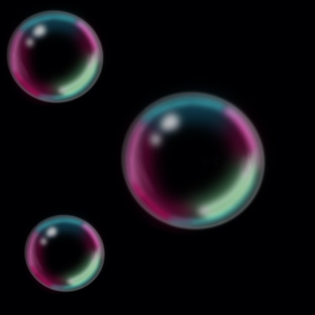 Air bubbles on a black background
