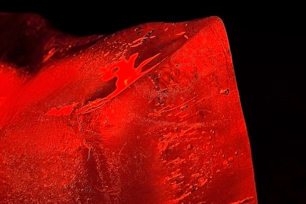 Air bubbles in red ice cube