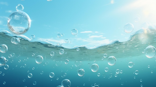 Air bubbles under water 3d rendering