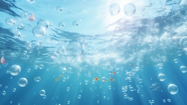 Air bubbles under water 3d rendering