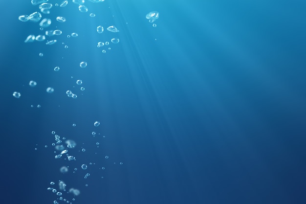 Air bubbles under water - nature background