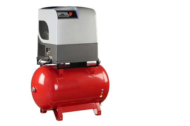 Air compressor. Professional equipment and tools. Industrial appliances. Isolated background.