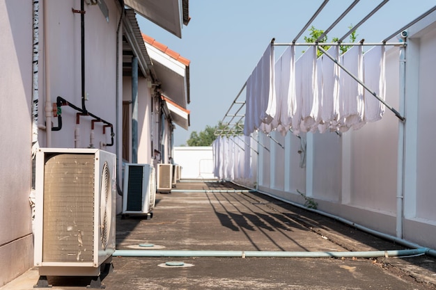 Air compressor and towel rack Behind the resort