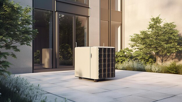 Photo air conditioner in front of a modern building