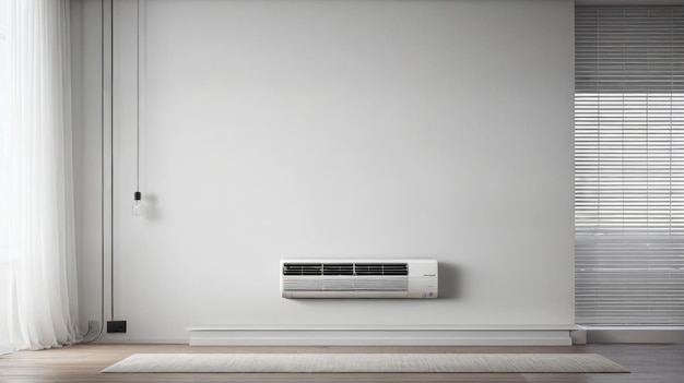 Air Conditioner Mounted on White Wall