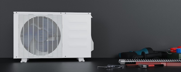 air conditioner outdoor unit banner 3d