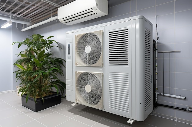 Photo air conditioner unit in a server room to maintain optimal temperature