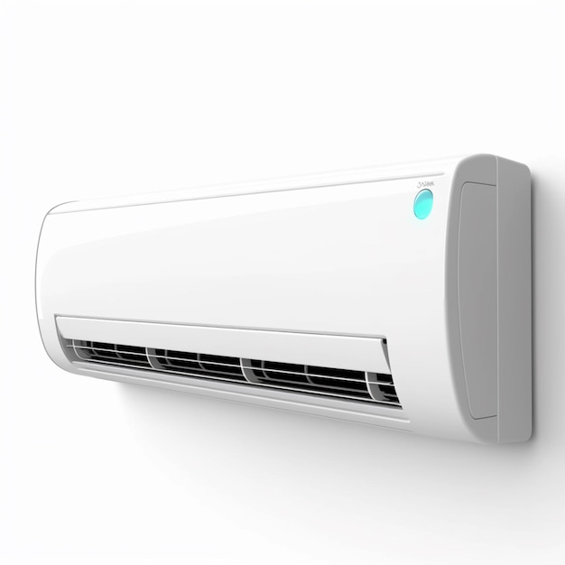 An air conditioner with a blue arrow on the top.