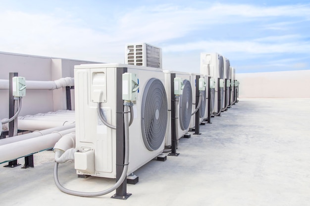 Air conditioning HVAC on the roof of an industrial building.