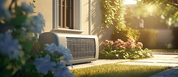 air conditioning unit in front of the house in the style of beeple