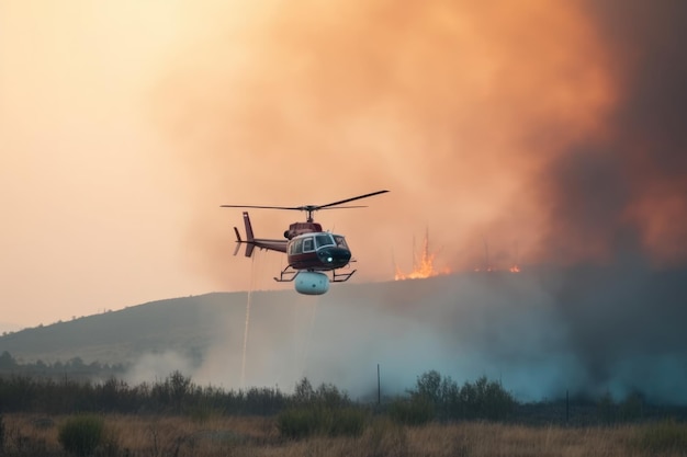 Air firefighting of forest wildfire summer heat