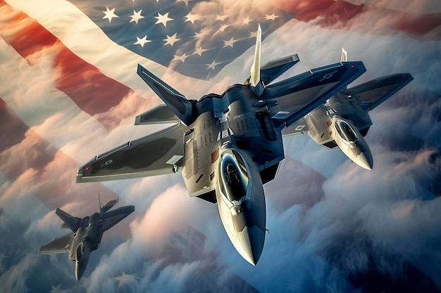 Photo air force of the united states of america united in the fight concept of attack