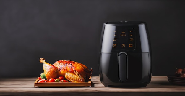 Air fryer machine cooking potato fried in kitchen Lifestyle of new normal cookingx9