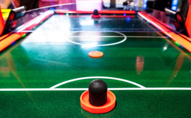 Air hockey table in an arcade