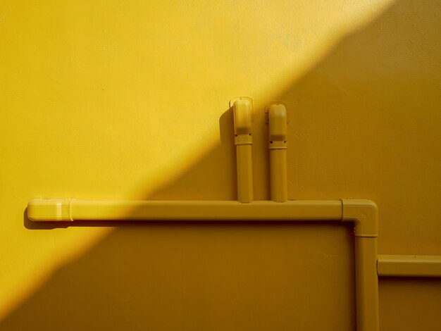 Air hose on yellow background and sunlight