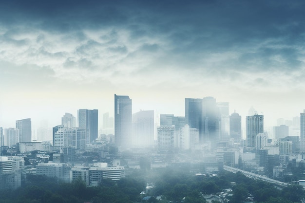 Air Pollution in a Modern Cityscape