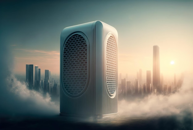 Air pollution sensor and purifier smog in the city Generative AI