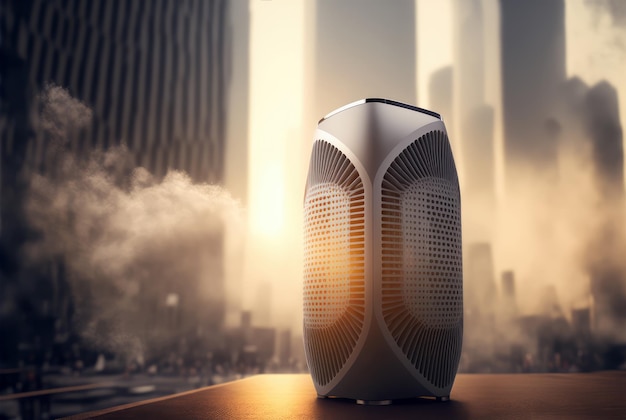 도시의 대기 오염 센서 및 청정기 스모그 Generative AI