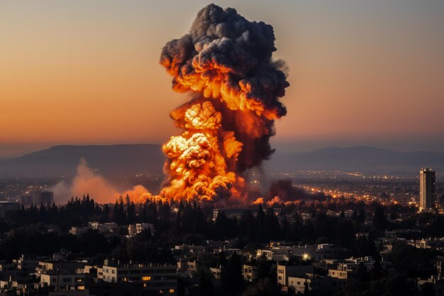 Air raid sirens and panicstricken civilians in Israel during missile attacks