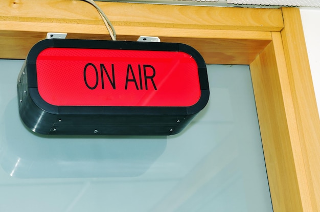 On air sign in radio station