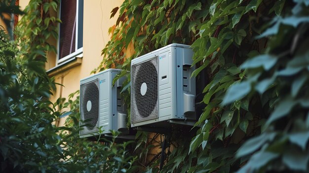 Air Source heat pump fitted outside a new home development