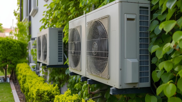 Air Source heat pump fitted outside a new home development