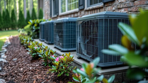 写真 住宅ビルに設置された空気源熱ポンプ